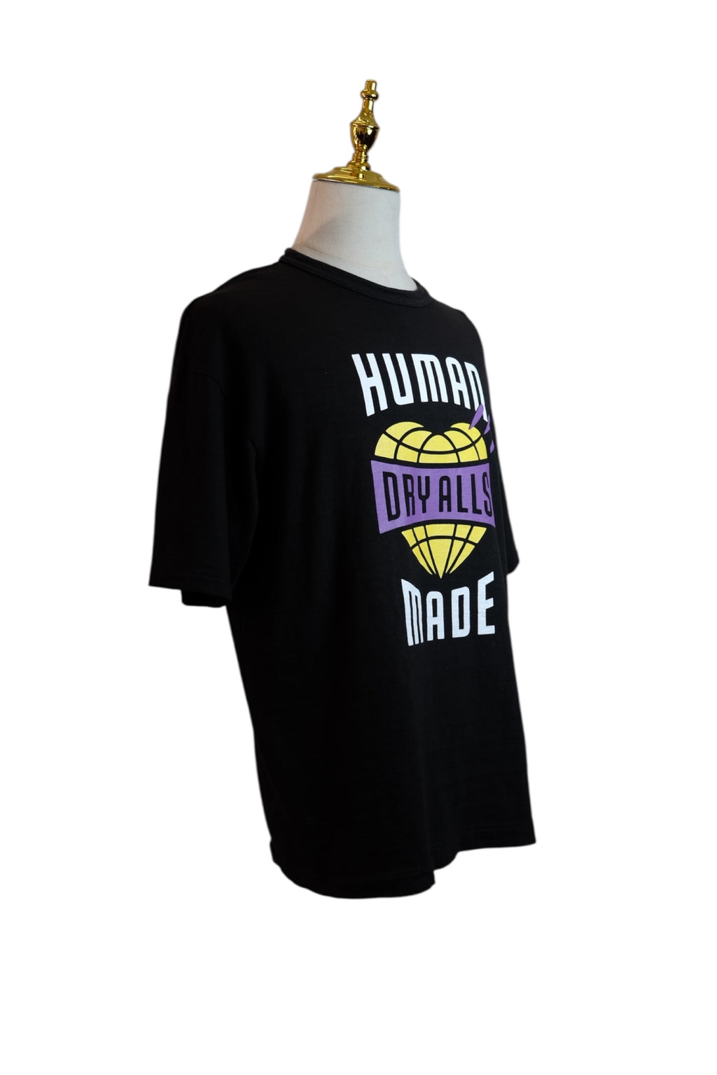 Human Made T-shirt Black S Yellow heart with DRY ALLS