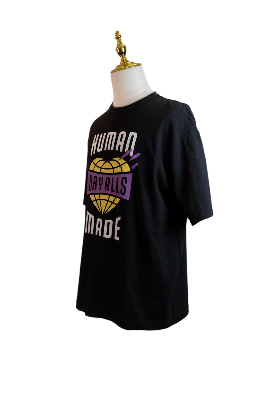 Human Made T-shirt Black S Yellow heart with DRY ALLS