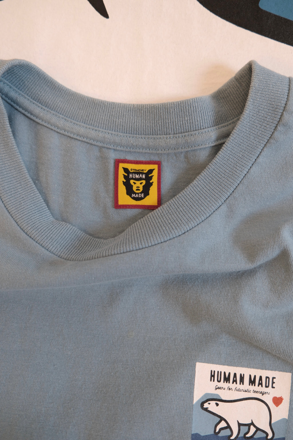 Human Made White bear T-shirt, Light blue, L, Grade B