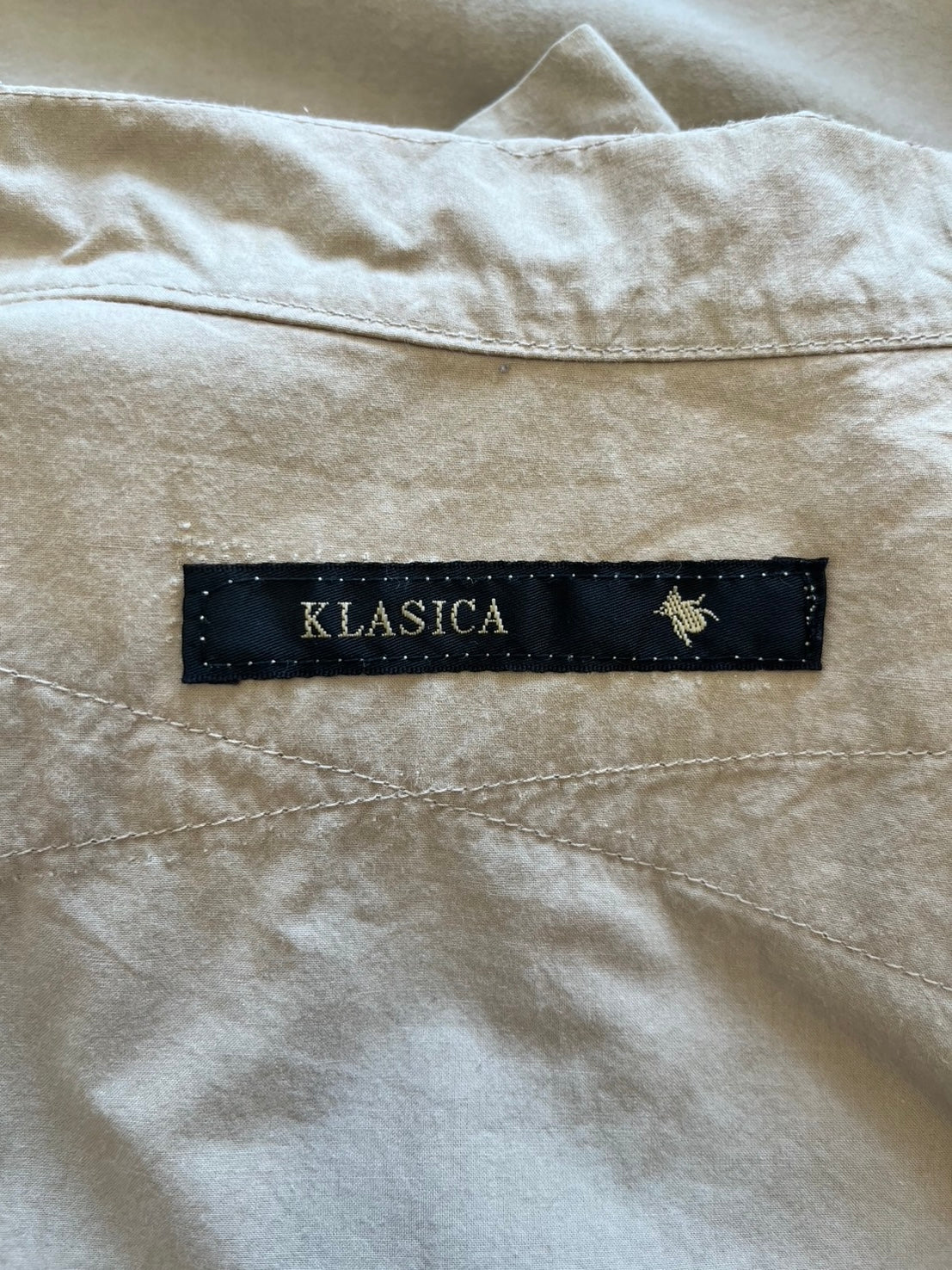 KLASICA Beige Long Shirt in 100% Cotton