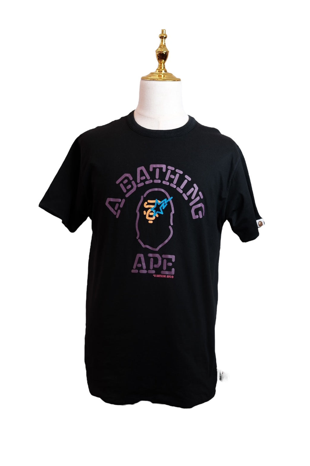 A BATHING APE Neon Logo Ape Head T-Shirt