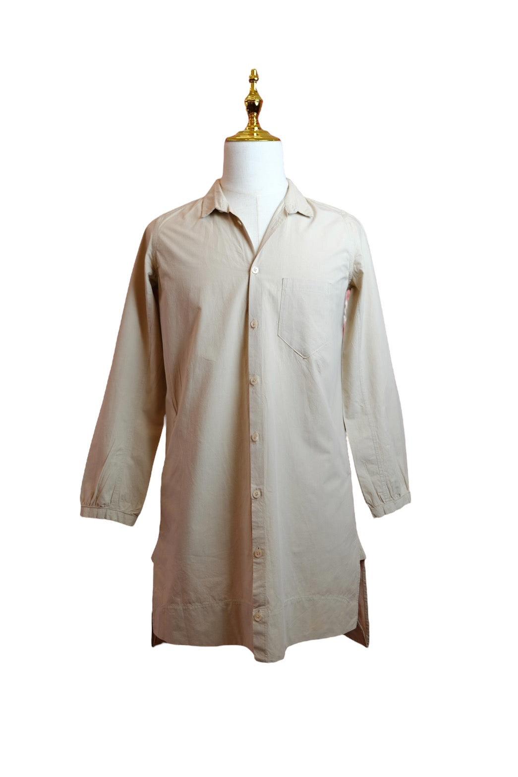KLASICA Beige Long Shirt in 100% Cotton