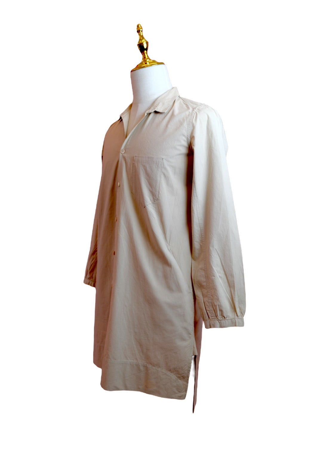 KLASICA Beige Long Shirt in 100% Cotton