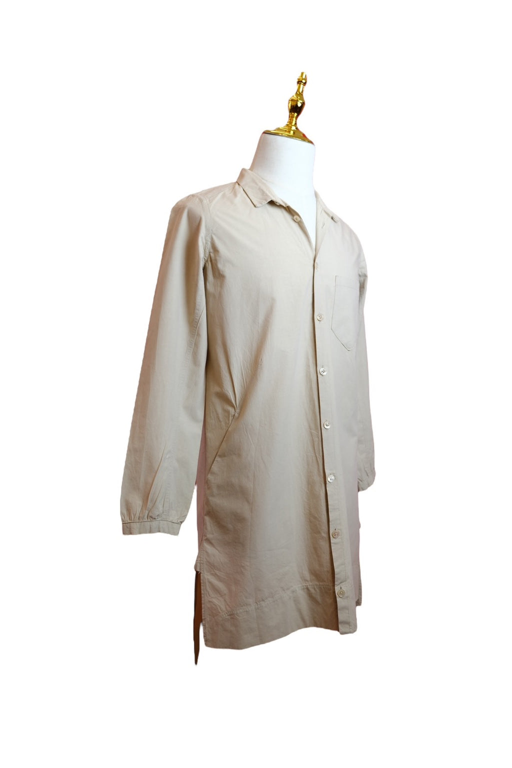 KLASICA Beige Long Shirt in 100% Cotton