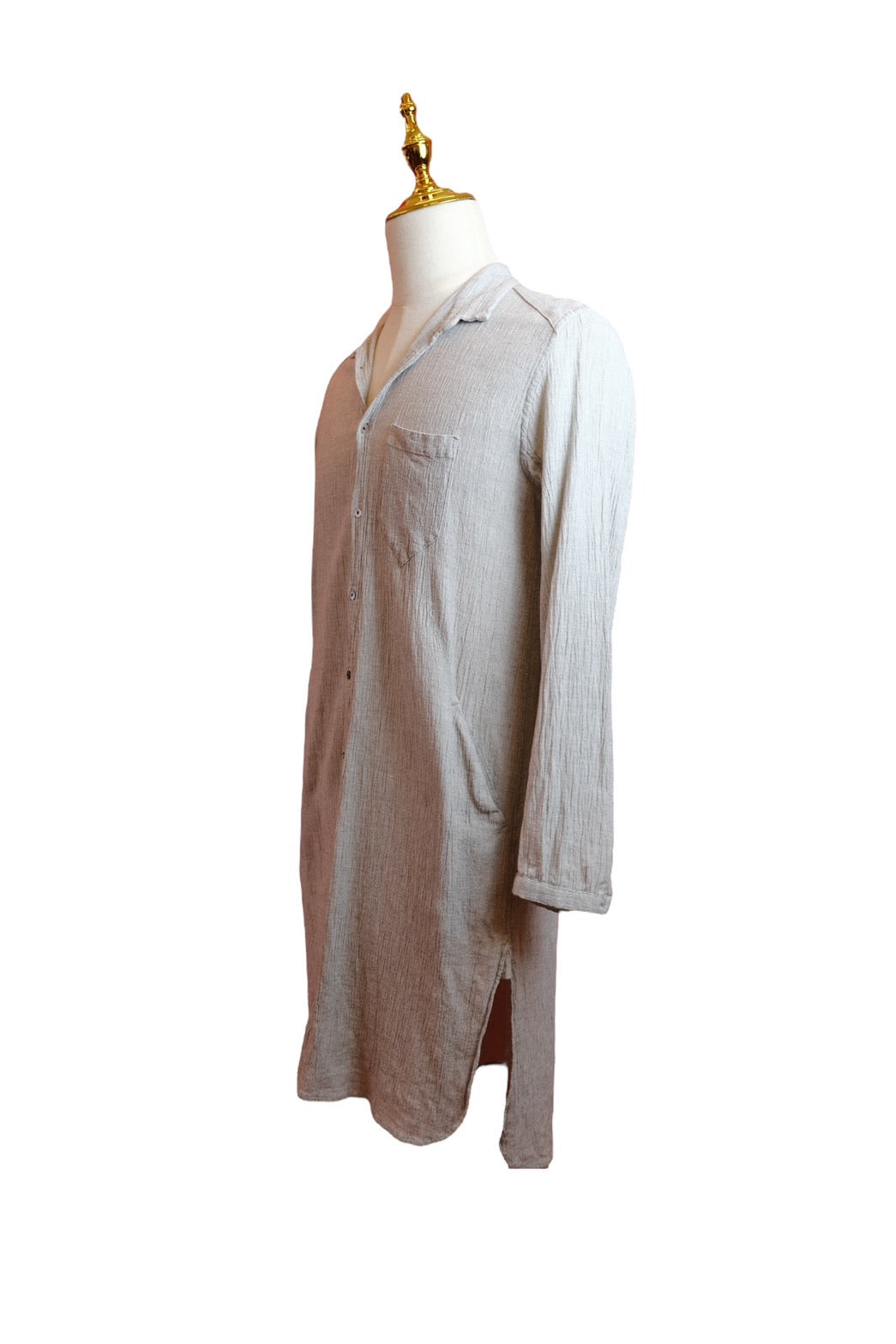 KLASICA Long Shirt in 100% Textured Cotton