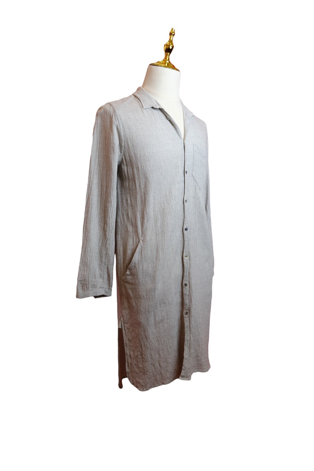 KLASICA Long Shirt in 100% Textured Cotton