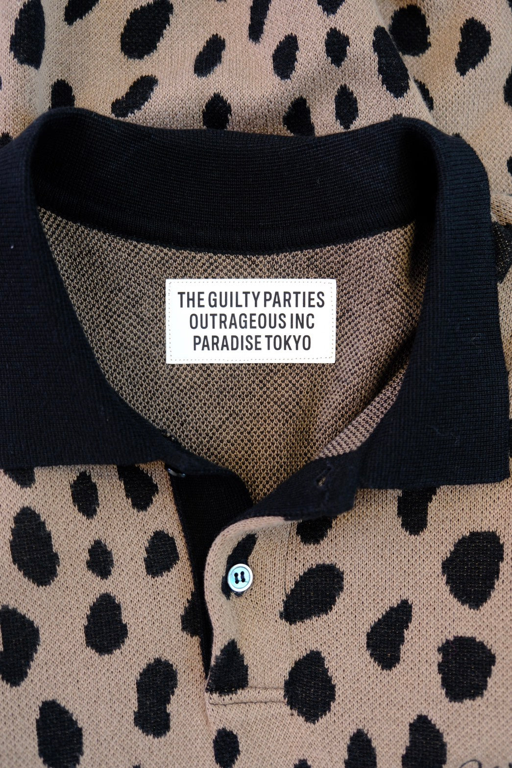 wacko maria Leopard jacquard knit polo  L