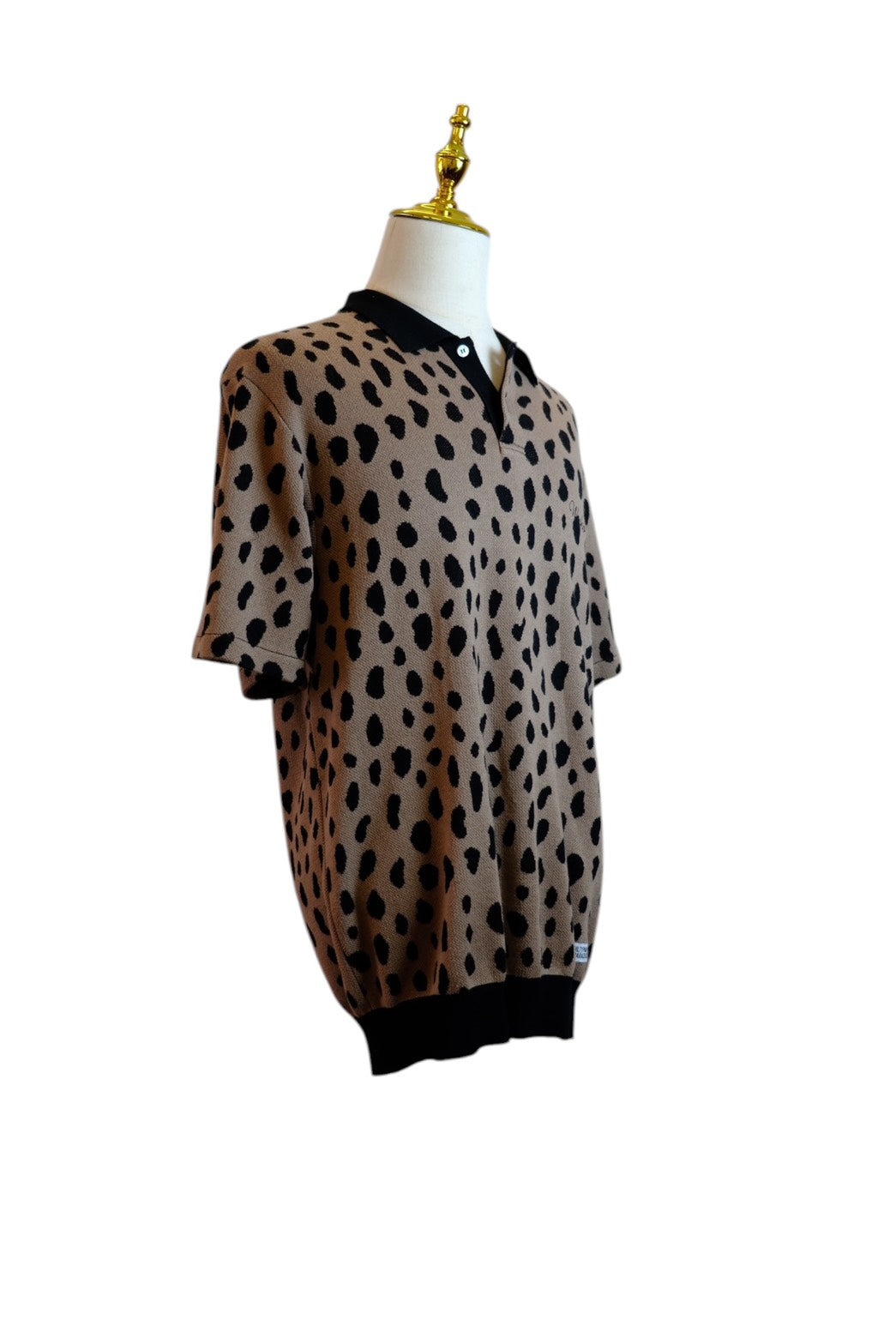 wacko maria Leopard jacquard knit polo  L