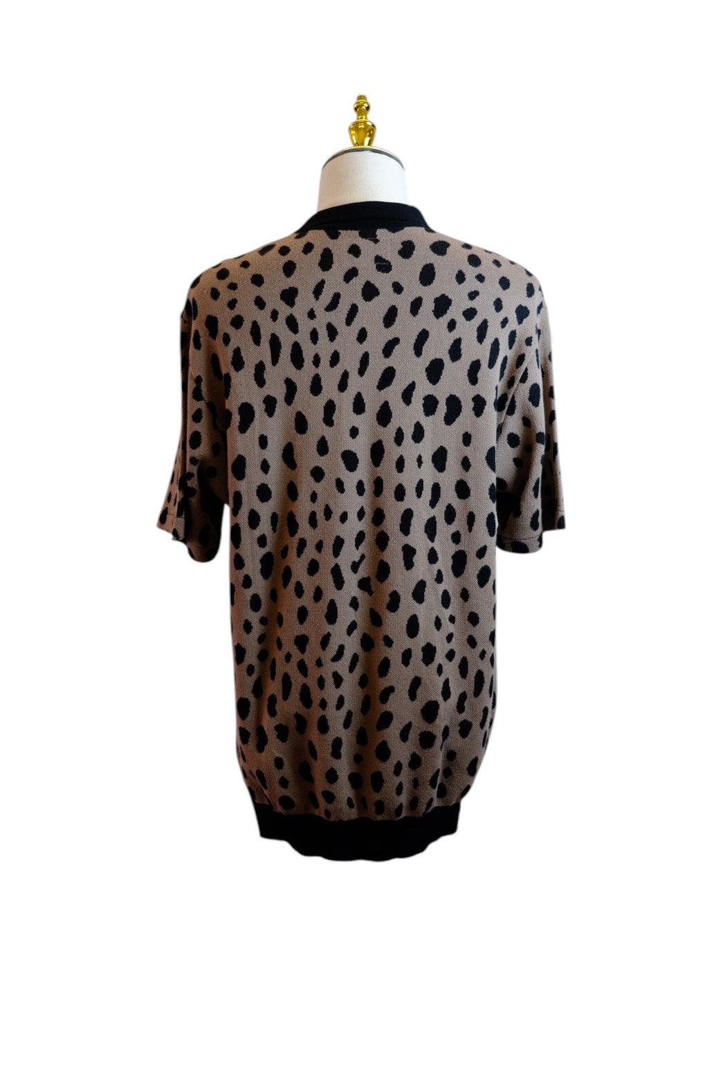 wacko maria Leopard jacquard knit polo  L